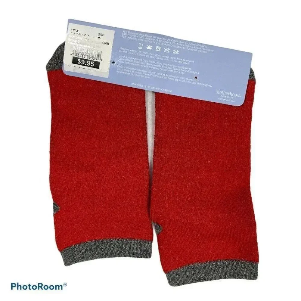 Motherhood Maternity Red Holiday Ankle Grip Socks